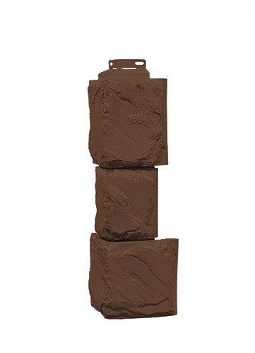 Угол фасадного сайдинга «Камень крупный» коричневого цвета купить в Красноярске