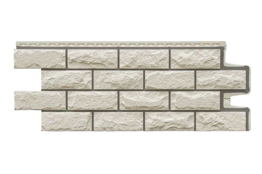 Фасадные панели Grand Line, Колотый камень Design, Молочный (шов RAL 7006) купить в Красноярске