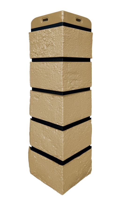 Угол наружный Grand Line, Состаренный кирпич Design, Песочный, шов RAL 9005 купить в Красноярске